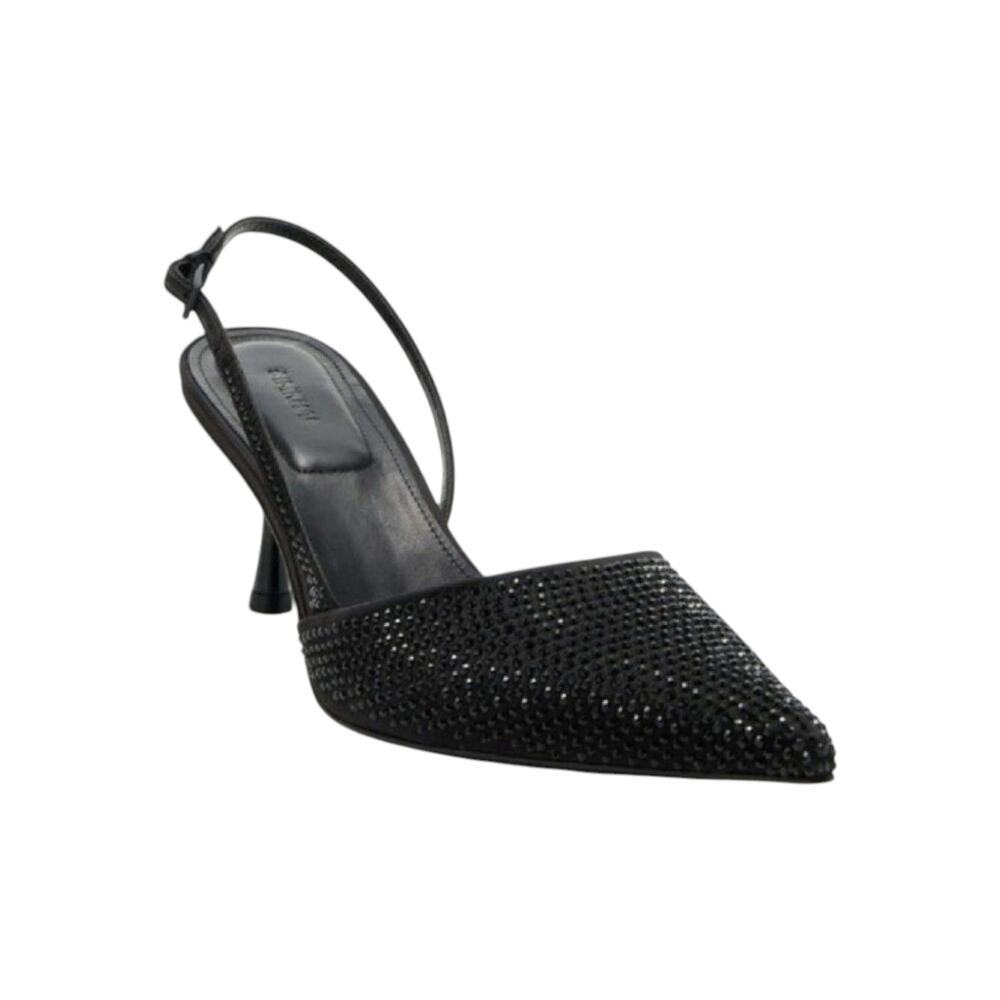Black Crystal Slingback Kitten Heel Pointed Toe Dainty Glam Minimalist, sz 6 NEW - Picture 4 of 9